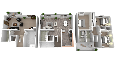 Floor plan for 3 beds, 4 baths, 2040 sqft
